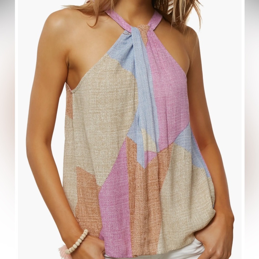 O'Neill‎ Marlo halter top in a beige multi-print New With Tags Size XS